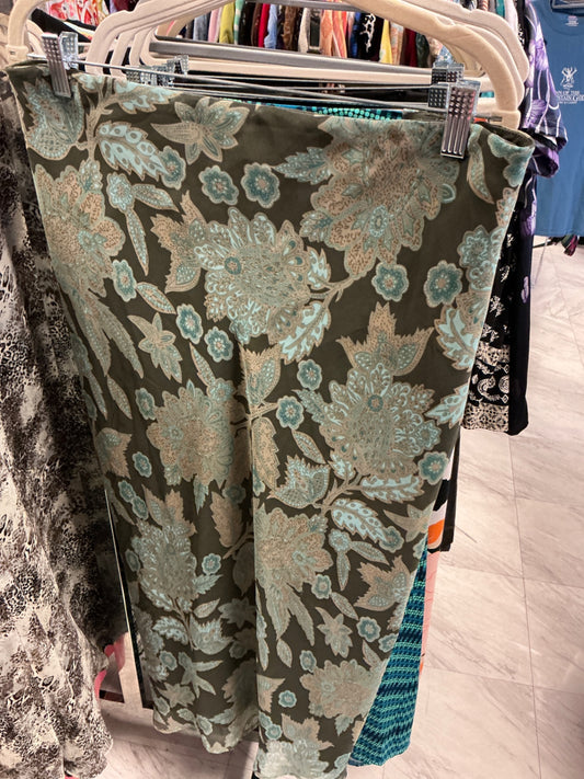 Cato Skirt 22/24 Olive Green with Light Blue Floral Print