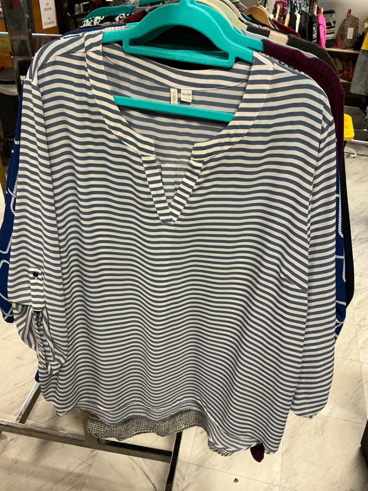 Cato Blouse 26/28 Navy and White