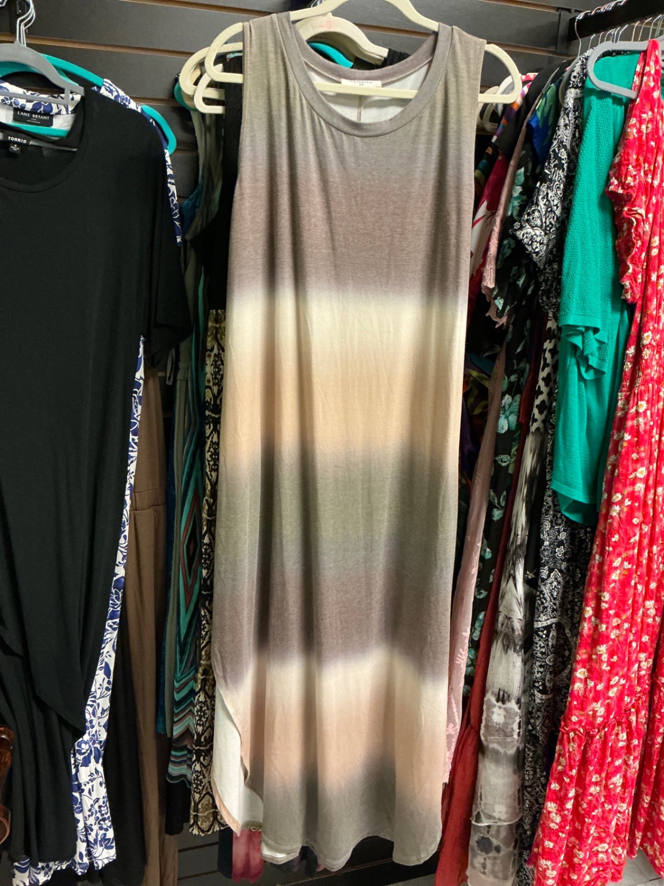 Zenana Sleeveless Maxi Dress 3X Multicolor Ombre NWOT