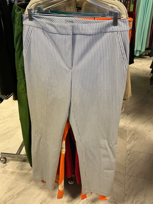 Chico’s Trousers 14 White with blue stripes