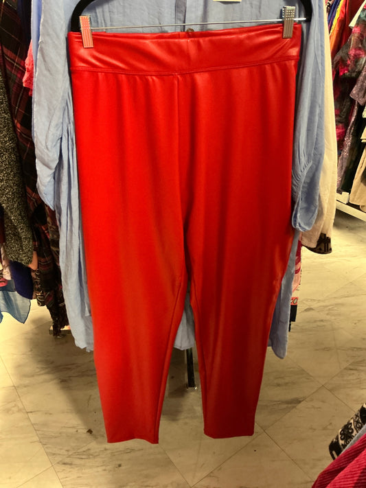 Ashley Stewart Leggings Red Pleather NWT
