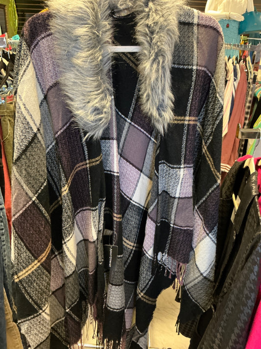 Ashley Stewart Poncho O/S Black, Purple, White NWT