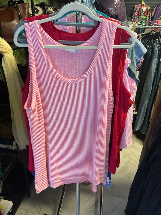 Blumin Apparel Tank Top 3X Pink and White Striped