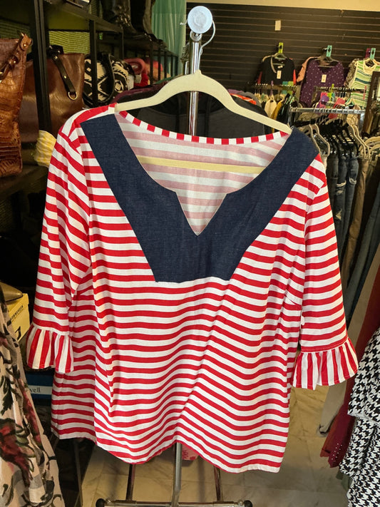 Blouse XXL Red and White Stripes NWT