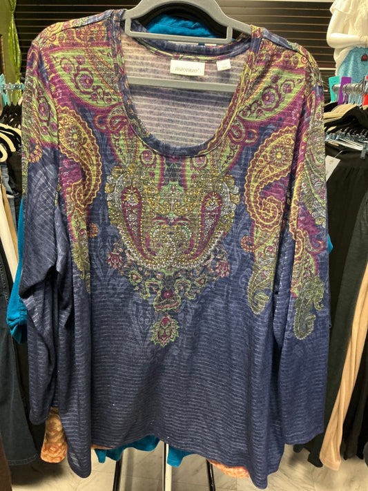 Avenue Long Sleeve Top 26/28 Navy Blue