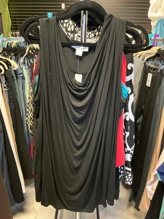 August Silk Draped Tank Top 3X Black