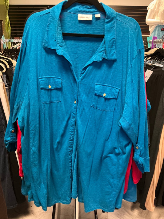 Avenue Button-Up Shirt 26/28 Teal