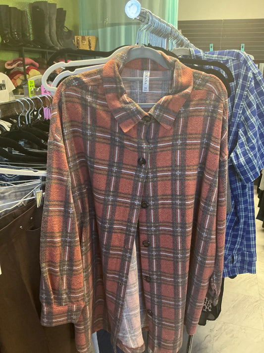 Zanana Shirt 3X Orange Plaid