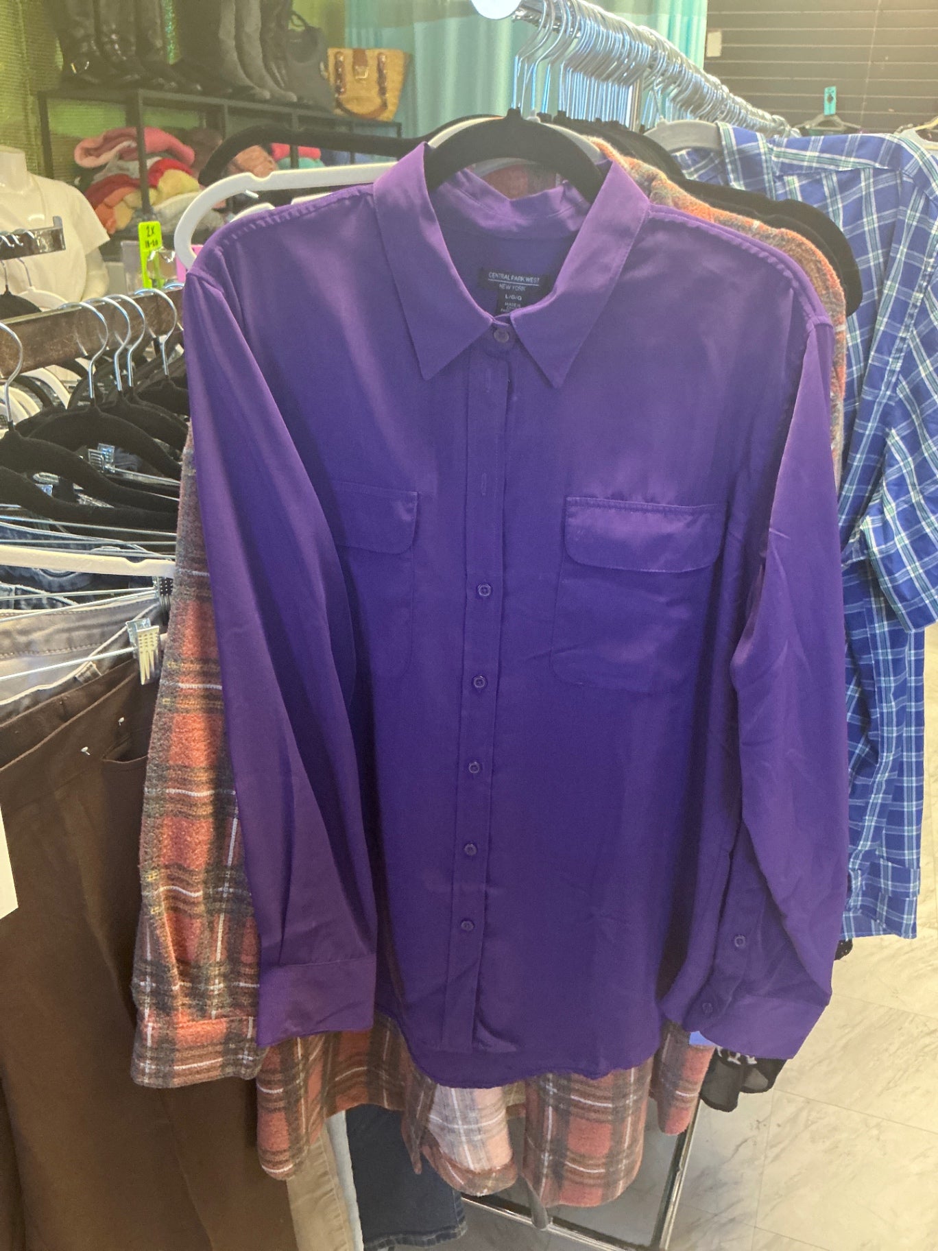 Central Park West Shirt L Purple NWT