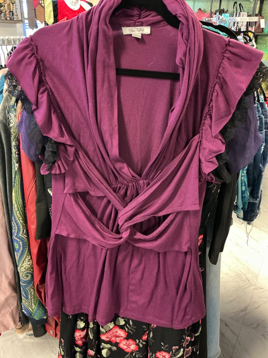 Blue Velvet Blouse - Purple w/ Black Lace - 1X