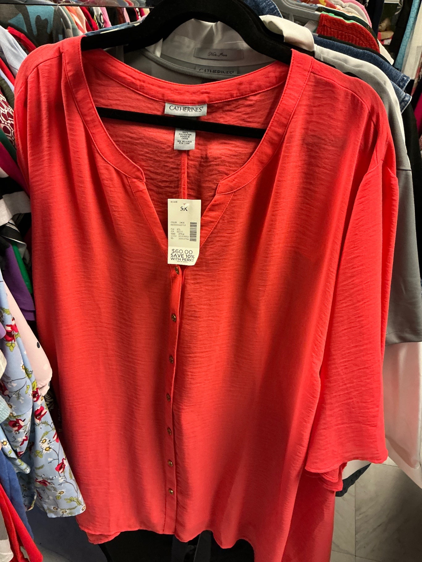 Catherines Button-up shirt - Coral - 5X NWT