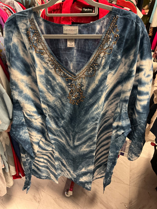 Catherines Blouse - Blue and white tie-dye - 5X NWT