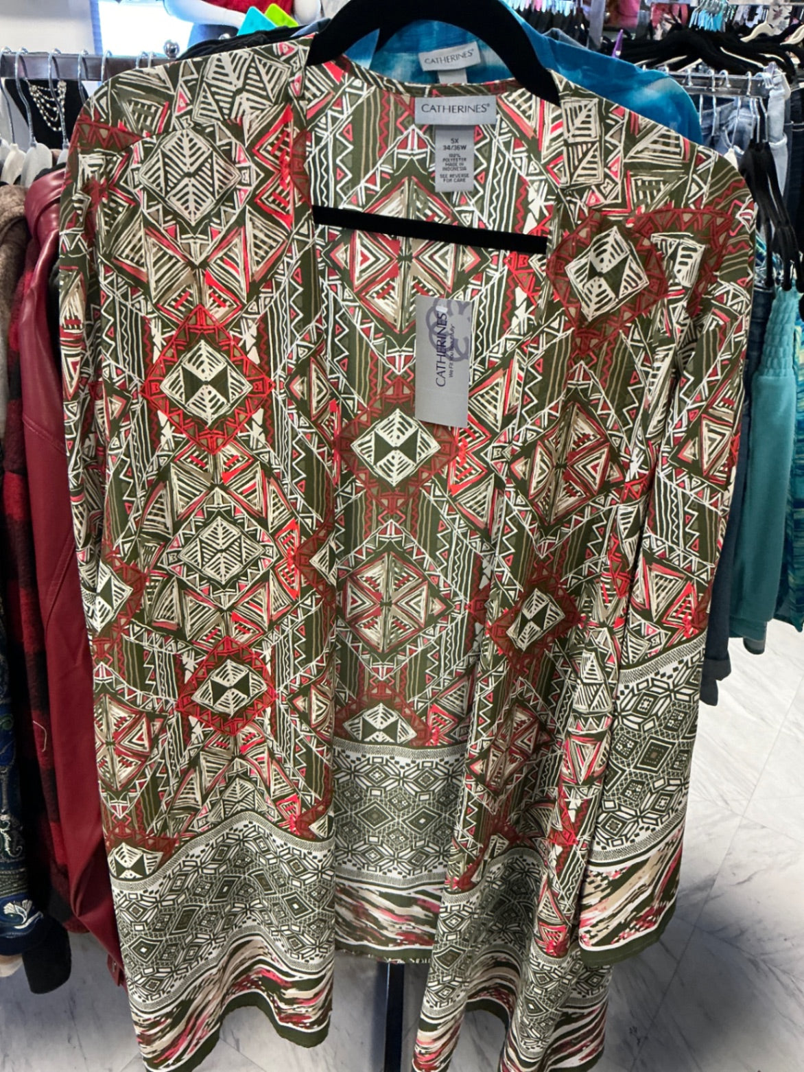 CATHERINES Kimono - Olive, Coral, Cream - 5X NWT