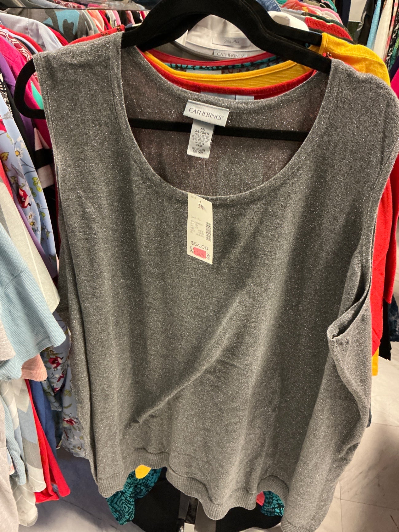 Catherines Sleeveless Sweater - Gray - 5X NWT