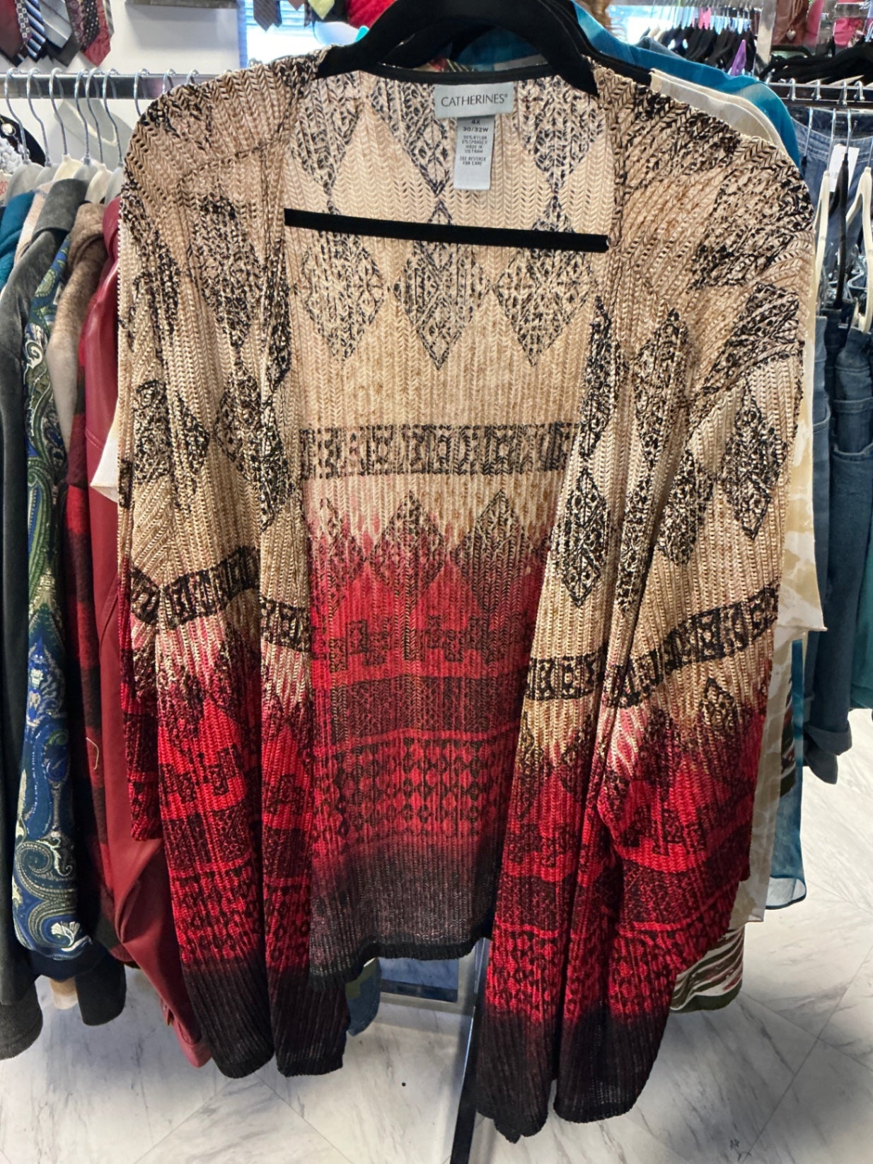 Catherines Kimono - Beige, Black, Red - 4X