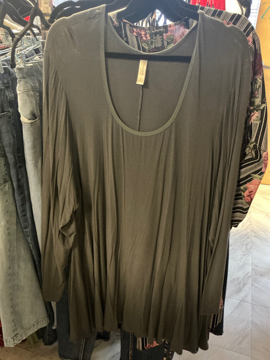 24Seven Oversized Long Sleeve Tee - Gray - 5X