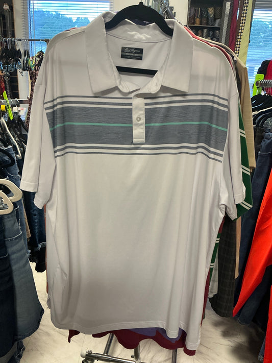 Ben Hogan Polo Shirt - White and Gray with Green accents - 2XL