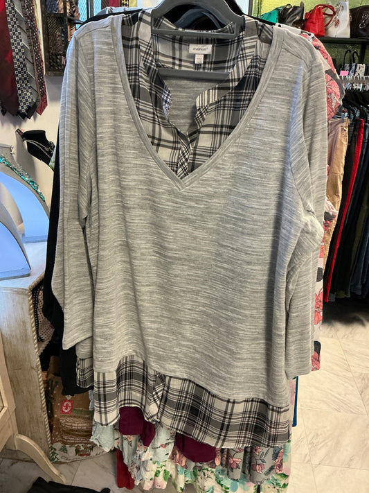 avenue Layered Blouse - Gray and black - 26/28