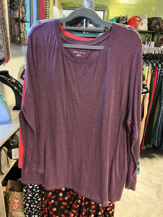 Ava & Viv Long Sleeve T-Shirt - Purple - 3X