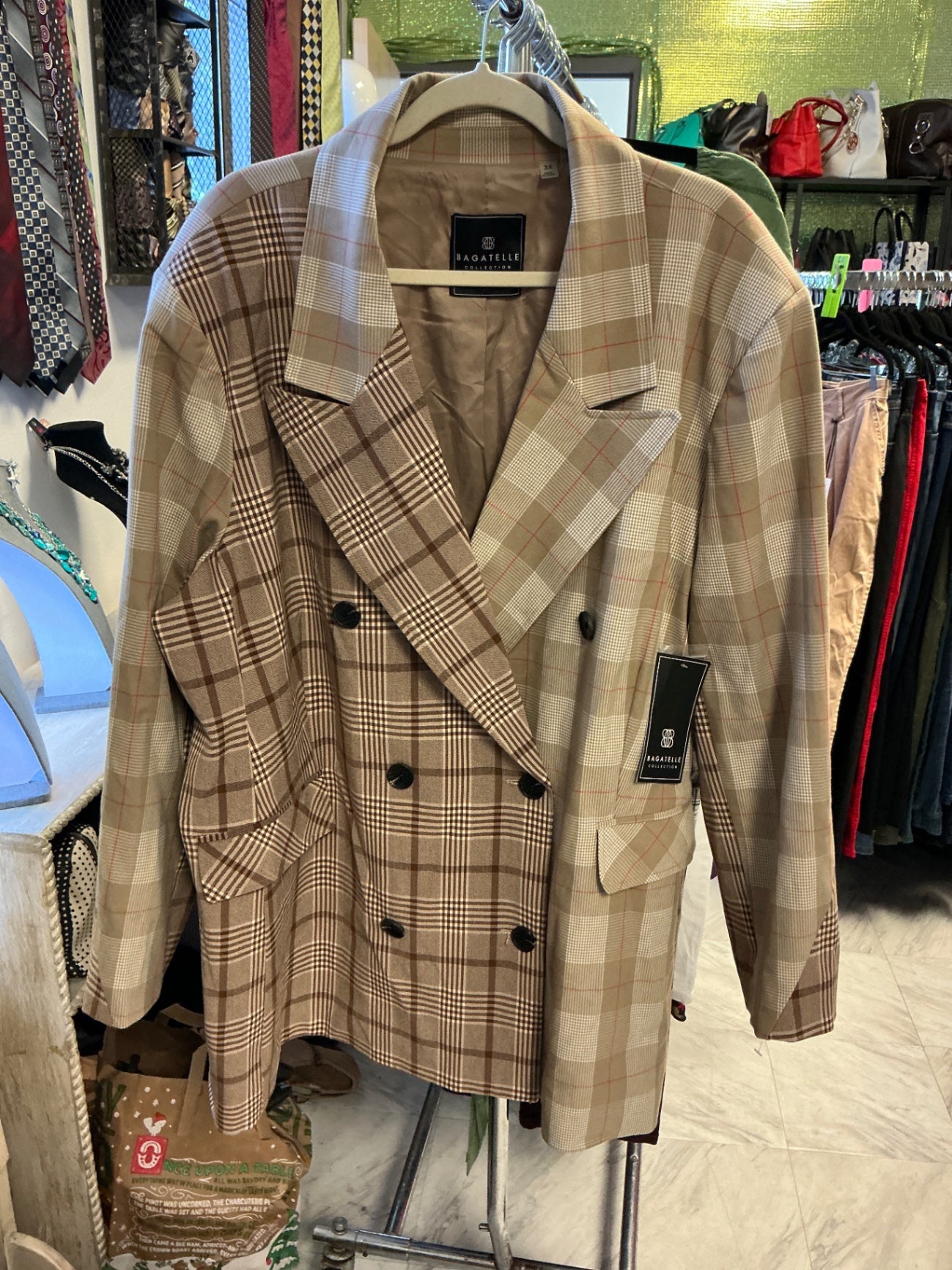 Bagatelle Blazer - Beige and Brown mixed plaid - 3X NWT