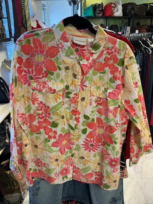 Alfred Dunner Shirt - Multicolor (predominantly pink, green, yellow, and orange) - 18