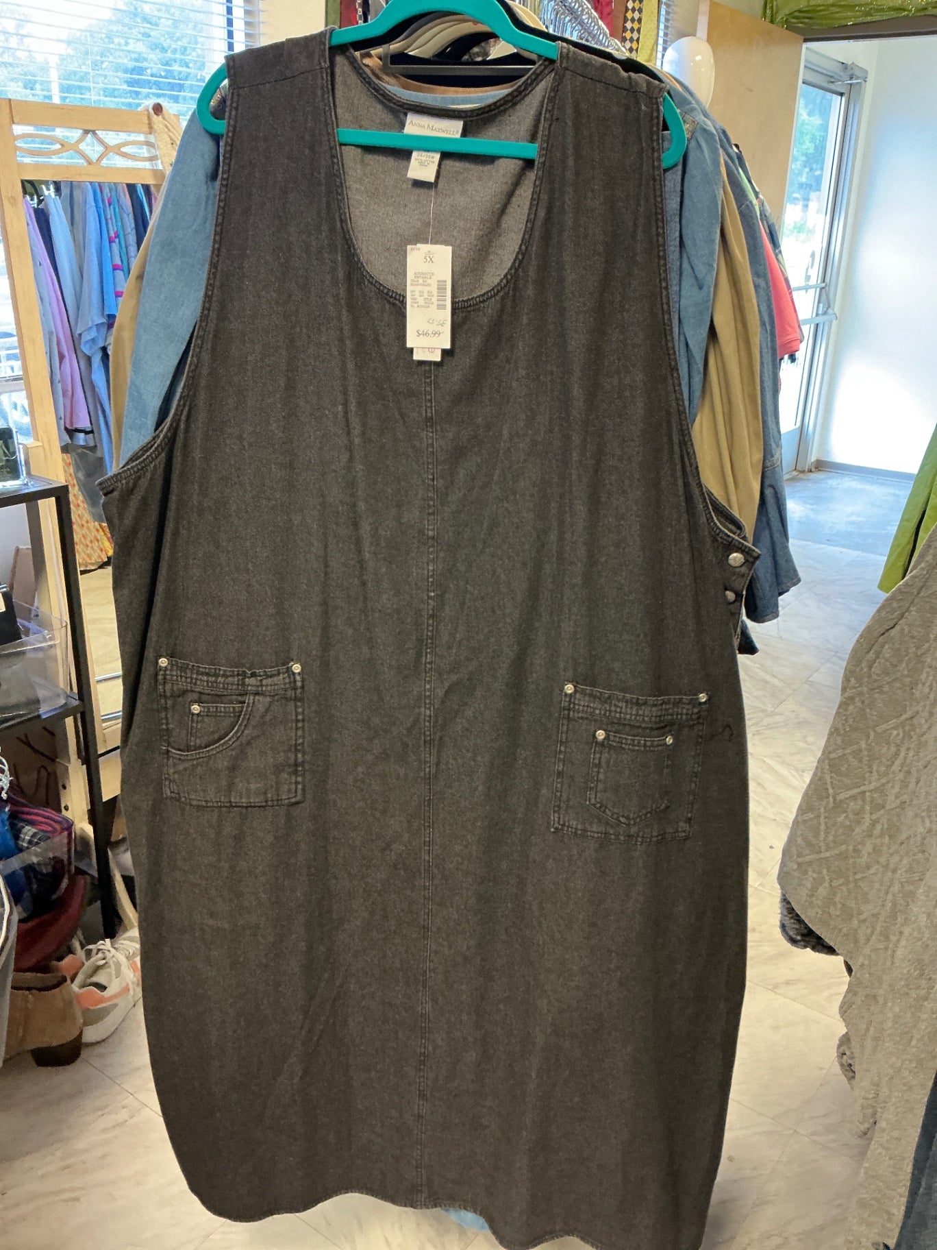 Anna Maxwell Dress - Black Denim - 5X