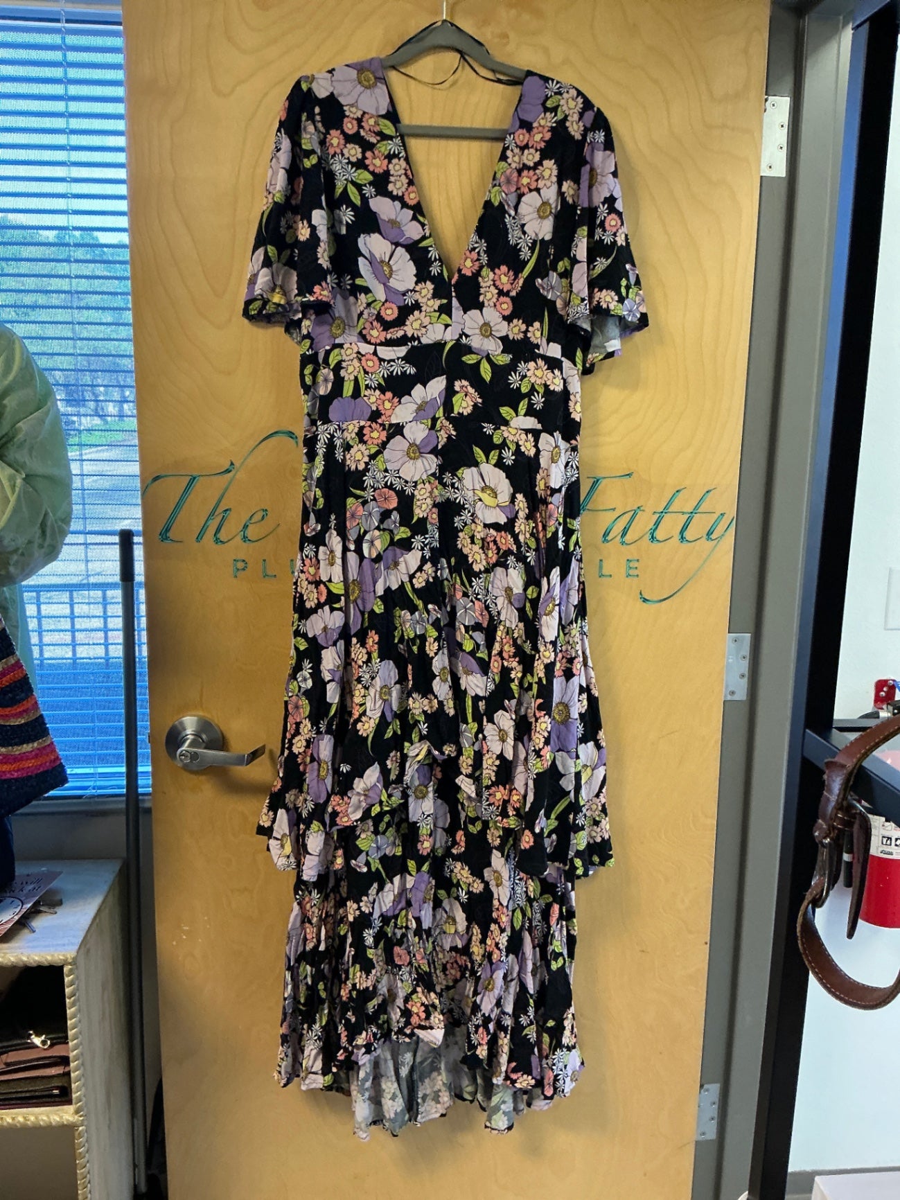 AFRM Dress - Black with purple, white, pink, and green floral pattern - 3X