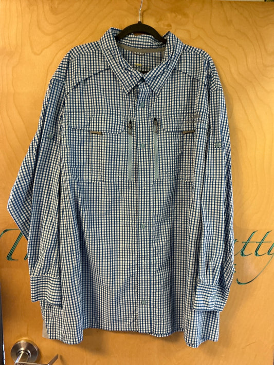 Cabela’s Long Sleeve Button Up Shirt - Blue and White - 5X