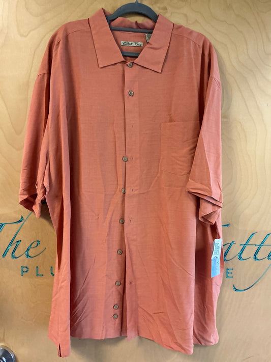 Batik Bay Short Sleeve Button-Up Shirt - Coral - 3XLT NWT