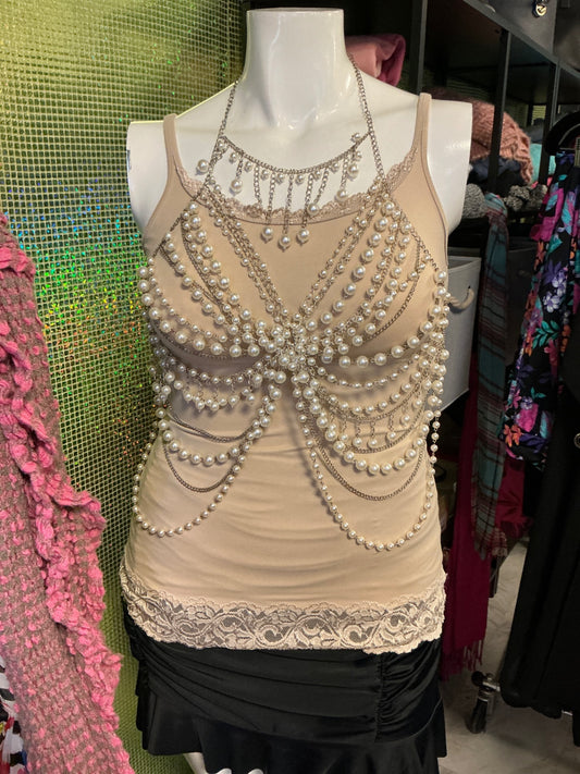 Body Jewelry - Silver and Pearl - O/S