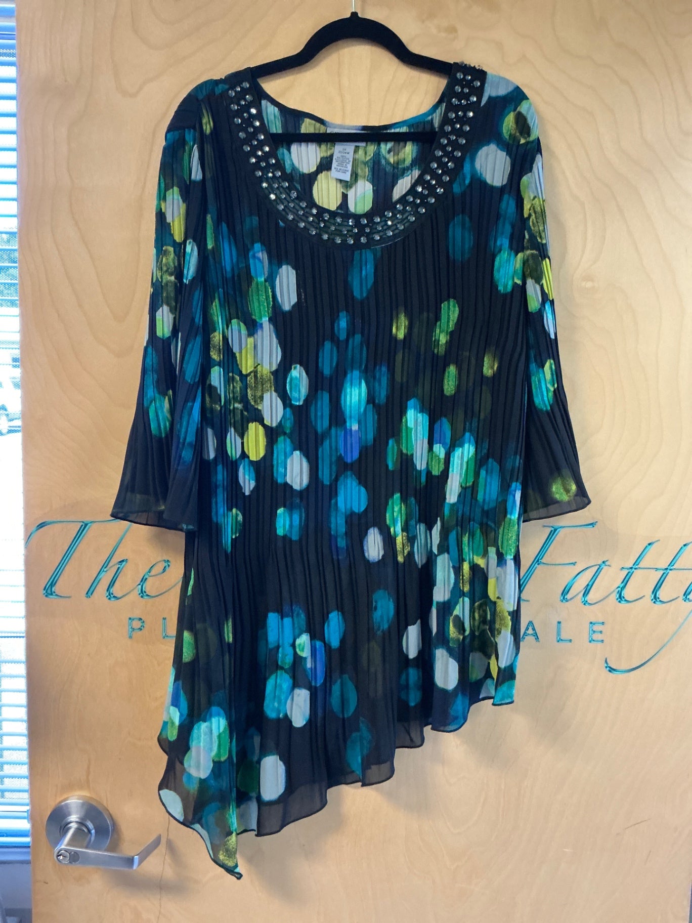 Catherine’s Blouse - Multicolored (primarily dark blue with shades of green, white, and blue) - 2X