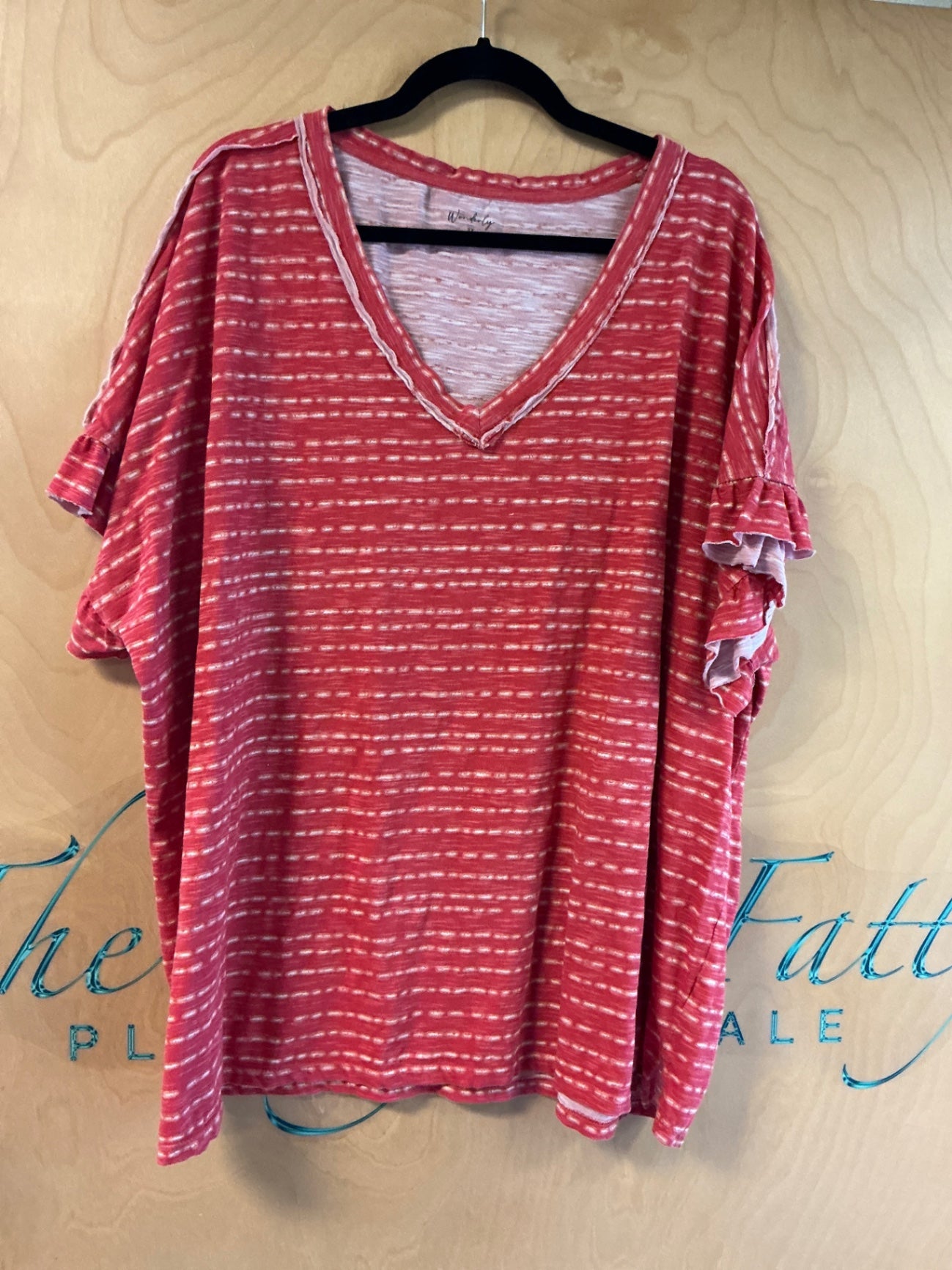 Wonderly Blouse - Orange and white - 3X