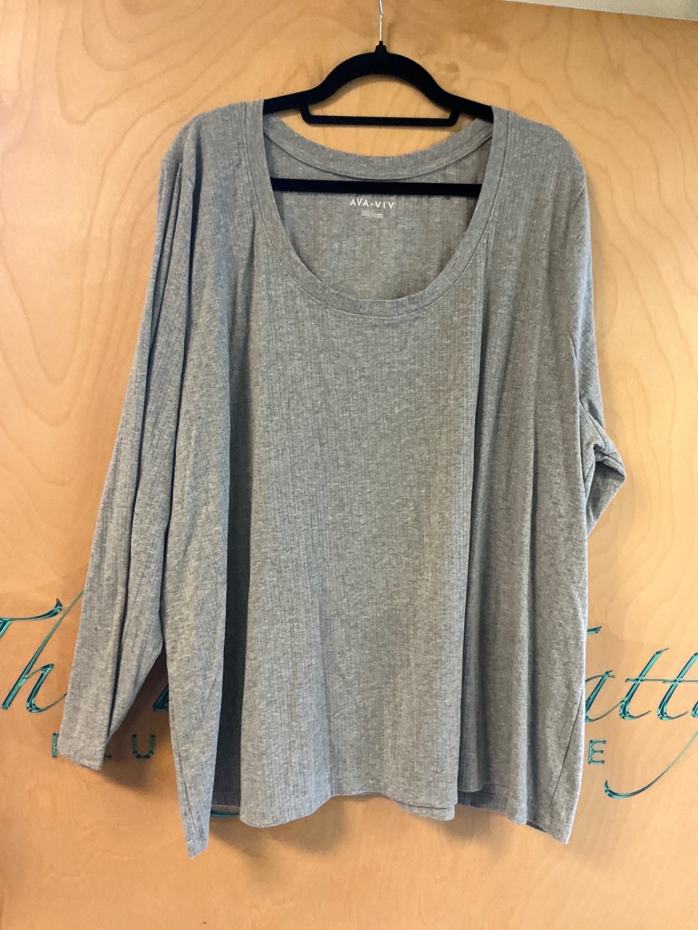AVA VIV Long Sleeve T-Shirt - Gray - 4X