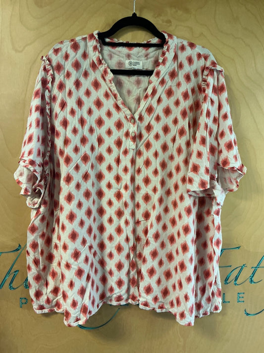 Candace Cameron Bure Blouse - Cream and Red - 4X