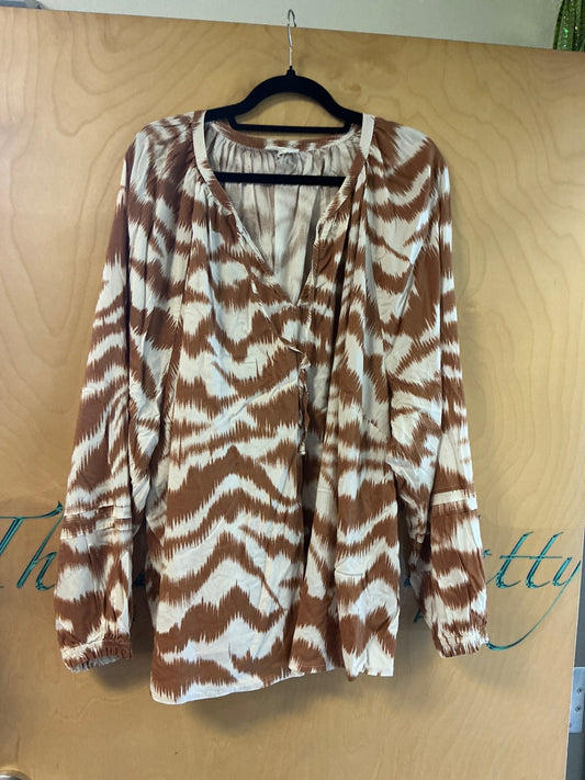 Candace Cameron Bure Blouse - Brown and white - 4X