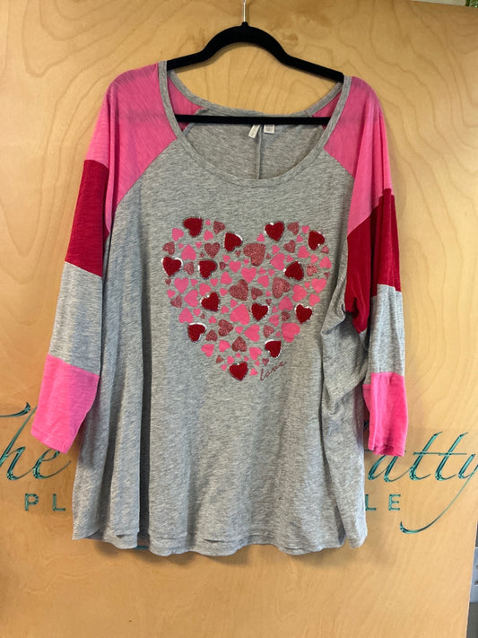 Cato 3/4 Sleeve T-Shirt - Gray and Pink - 26/28
