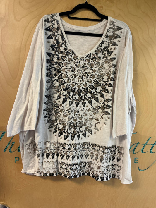 Catherine’s 3/4 Sleeve T-Shirt - White and Black - 4X