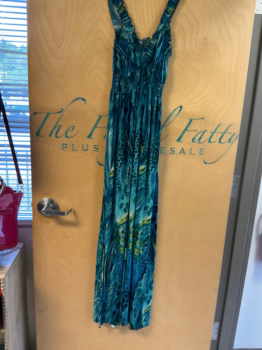 Ace fashion Maxi Dress - Blue, Green, Black - XXXXL