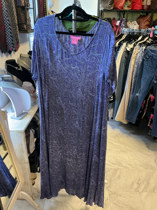 Woman Within Dress - Purple with a hint of blue and intricate paisley pattern - 3x