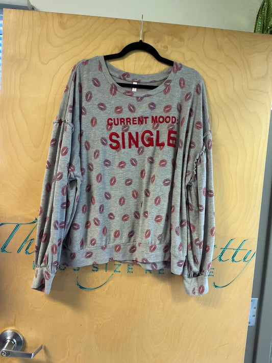 Xhiliration Long Sleeve T-Shirt - Gray with red print and accents - 2X