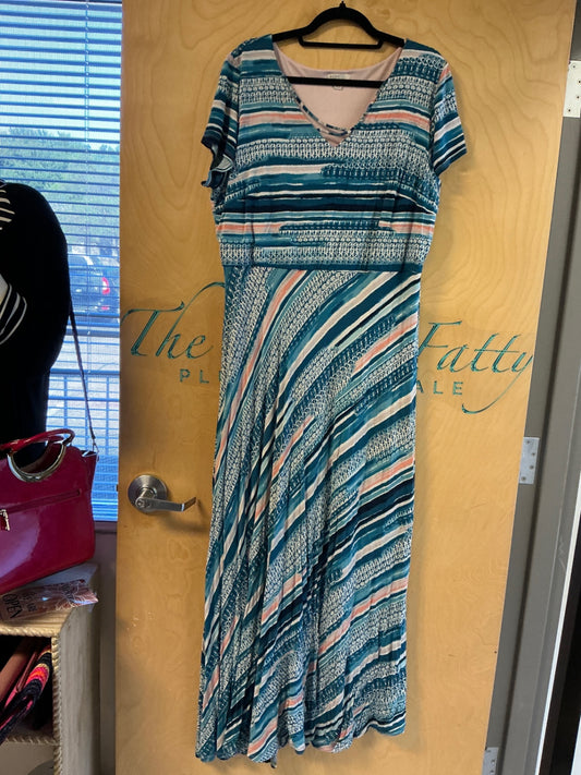 Cato Dress - Multicolor (predominantly blue, white, and peach) - 18/20