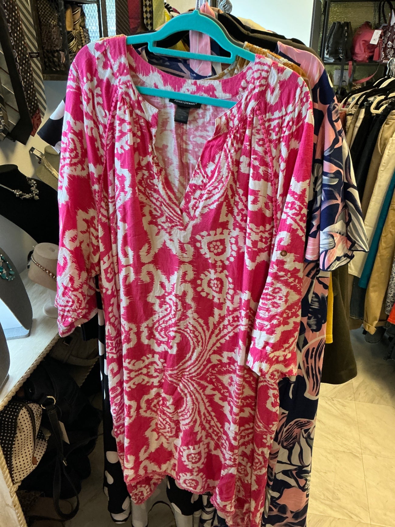 Ashley Stewart Tunica - Pink and White - 26