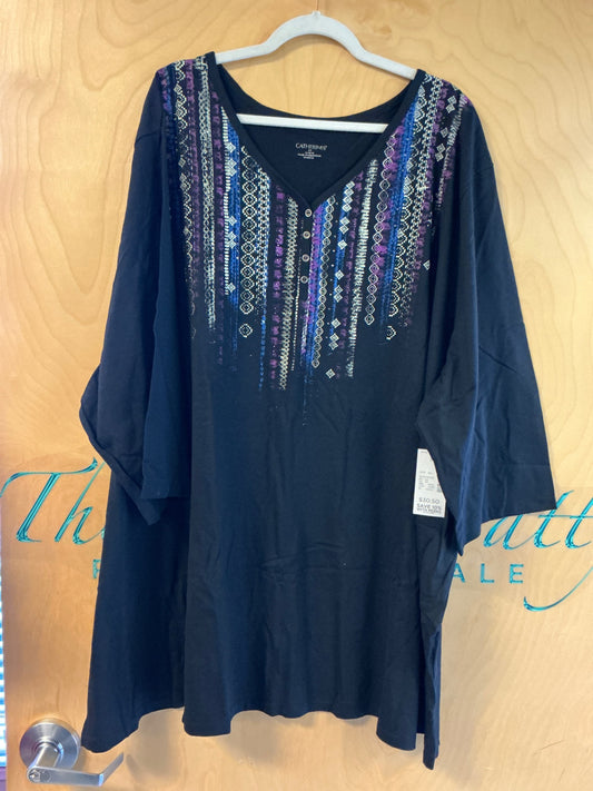 Catherines Embellished T-Shirt - Black - 5X 32/34 NWT