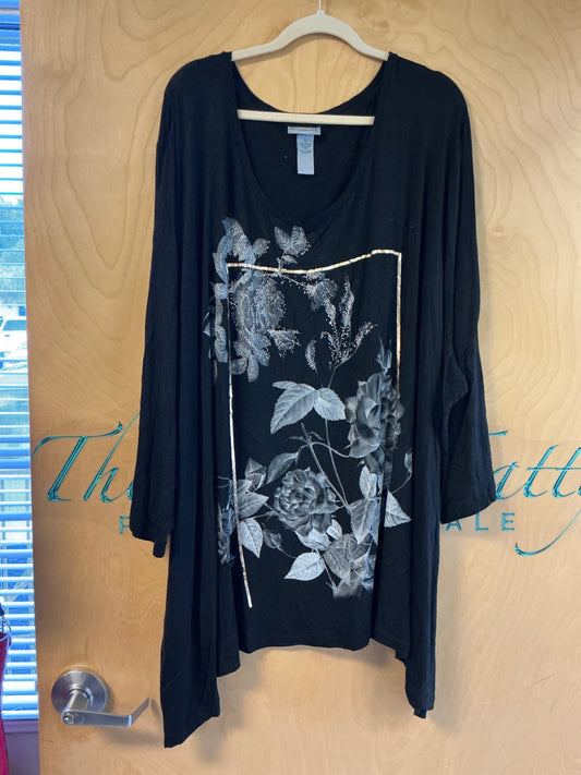 Catherine’s 3/4 Sleeve T-Shirt - Black, Silver - 5X