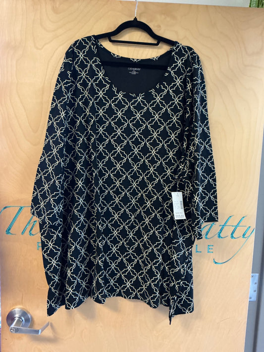 Catherines 3/4 Sleeve T-Shirt - Black and White - 5X 32/34