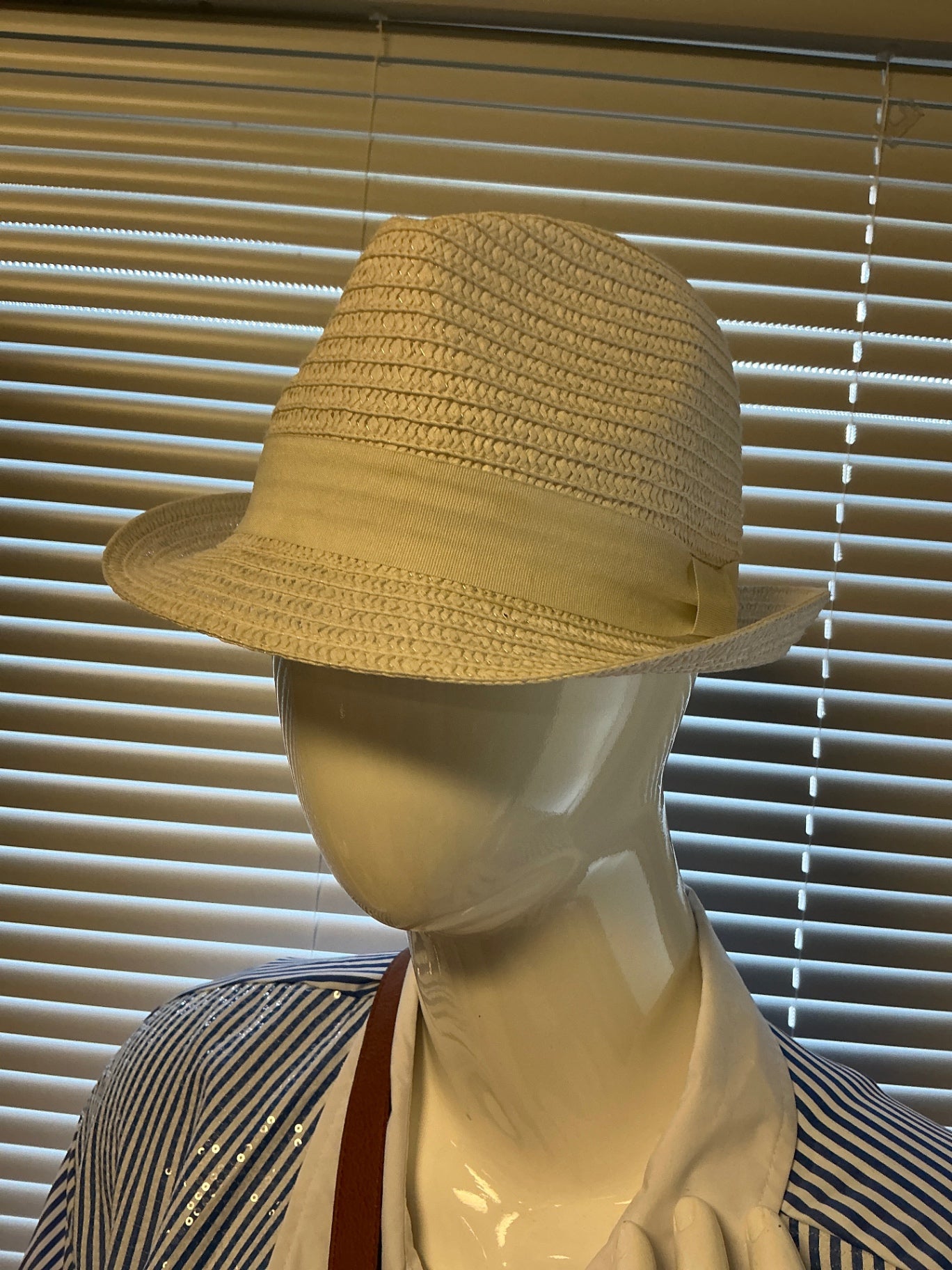 Woven Fedora Hat - White - O/S