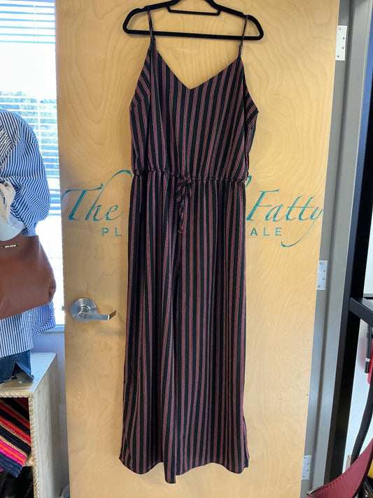 Ambiance Jumpsuit - Black with multi-colored vertical stripes - 3X