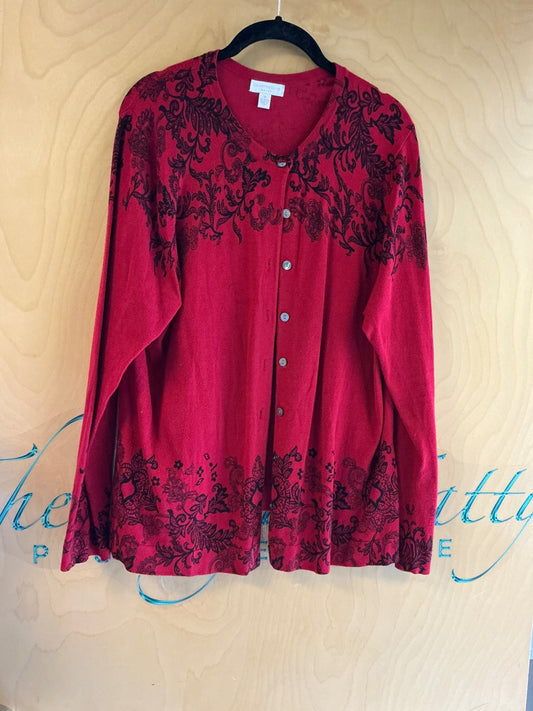 Charter Club Cardigan - Red and Black - 1X