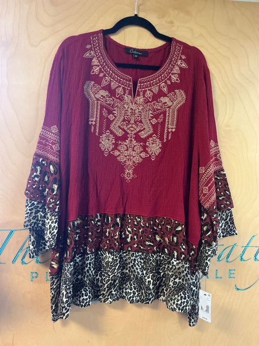 Caleoas Blouse - Red and animal print - 3X NWT