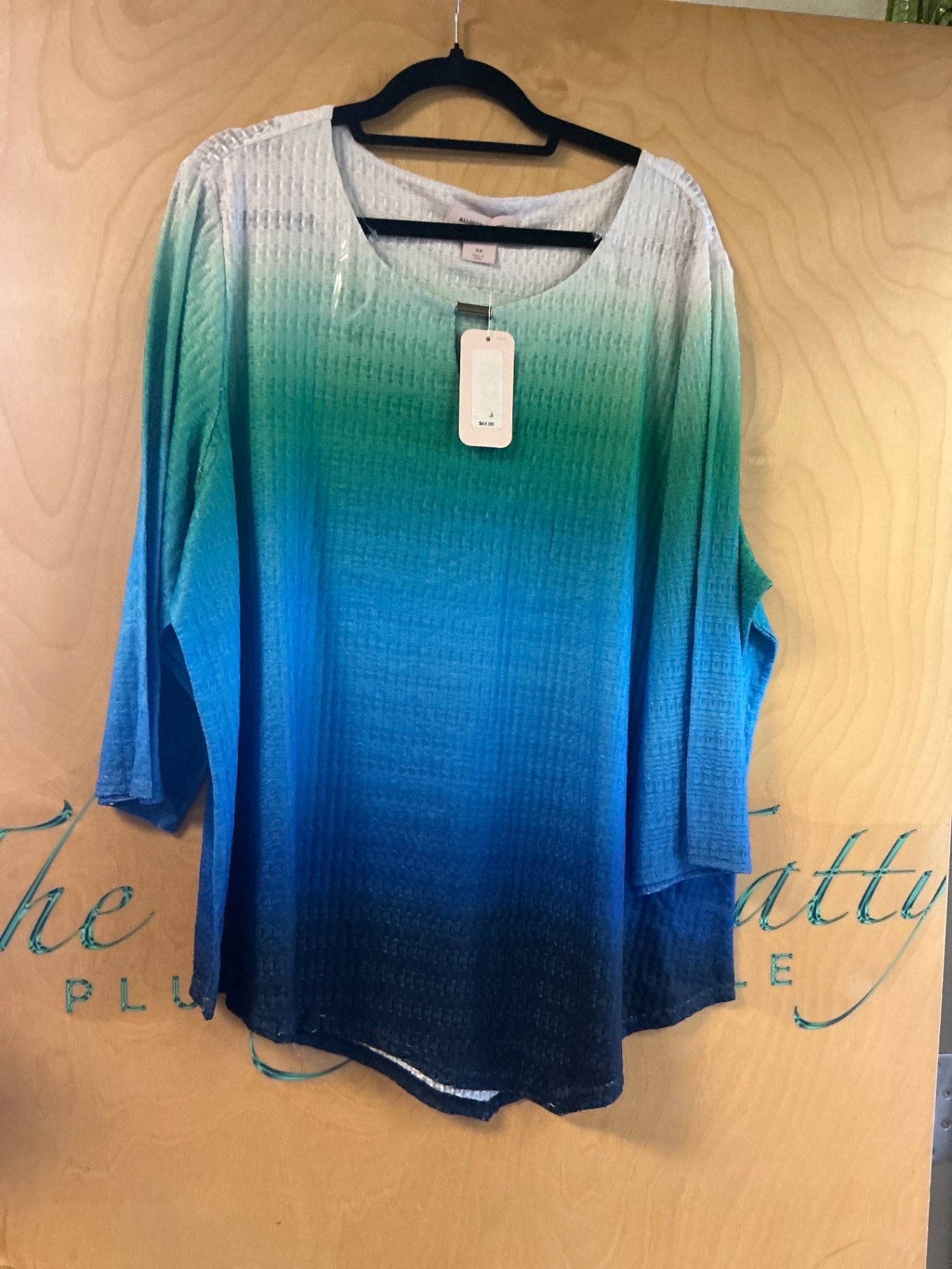 Allison Daley Blouse - Multicolor (White, Green, Blue) - 3X